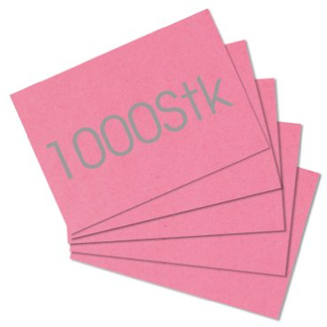 Qualitäts Karteikarten A7 | 1000er Bundle | diverse Lineaturen und Farben zur Auswahl (A7 | blanko, rosa)