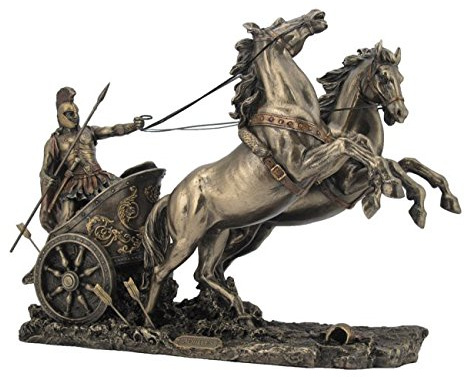 Aquiles en Carroza con lanza Guerra Escultura Bronce
