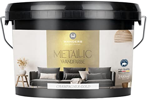 Wanders Metallic Wandfarbe Champagner-Gold (2,5 Liter) moderne Metallic Effekt Wandfarbe in 9 exklusiven Farbtönen, Effektfarbe innen für Zuhause, Made in Germany