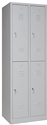 furni24 Garderobenschrank, Schließfach, Spind, Umkleideschrank, Kleiderschrank Abteilbreite 30 cm 4-türig