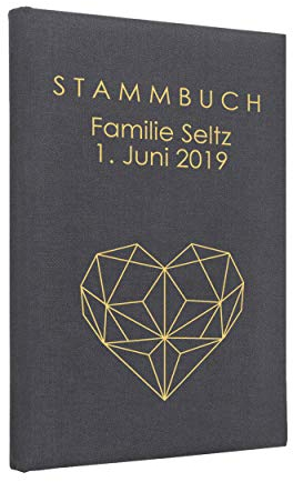 Hochzeitideal – Personalisiertes Stammbuch Nr. 146 grau 21,0 cm x 15,0 cm - Buchbinderleinen Stammbuch Hochzeit - Familienbuch Standesamt mit 6-Fach Ringmechanik für Urkunden mit Behördenlochung