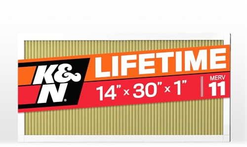 K&N 14x30x1 HVAC Furnace Air Filter, Lasts a Lifetime, Washable, Merv 11, the Last HVAC Filter You Will Ever Buy, Breathe Safely at Home or in the Office, HVC-11430