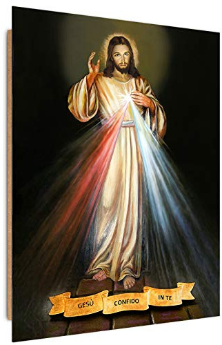 Feeby Quadro Decorativo XXL Gesù 80x120 cm 1 pezzo Stampa Murale Fotografia Decorazione da parete Immagini Moderni per Soggiorno Camera da Letto Ufficio Cucina misericordia multicolore