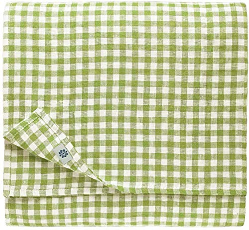 Linen & Cotton Tischdecke Estella - 100% Leinen, Weiß Grün 80 x 80 | Tischtuch, Tischwäsche Kariert Landhausstil, Quadratische Festliche Frühling/Home, Für Küche Restaurant Cafe Hotel