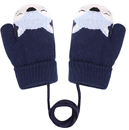 JINTN Niedlich Fuchs Handschuhe Doppelstrickwolle Kleinkinder Fäustlinge Verdickte Strickhandschuhe Winterhandschuhe Warme Handschuhe für 1-4 Jahre Kinder