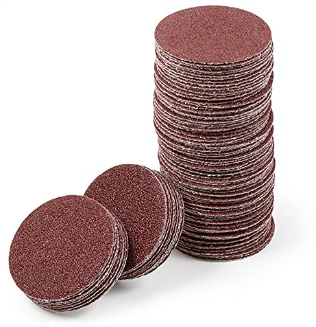 LEONTOOL 2 Inch Hook and Loop Sanding Discs 60 Grit 100Pcs Sandpaper Discs for Random Orbital Sander Pads Grinding Polishing Metal Wood Rubber Leather Plastic Stone Glass