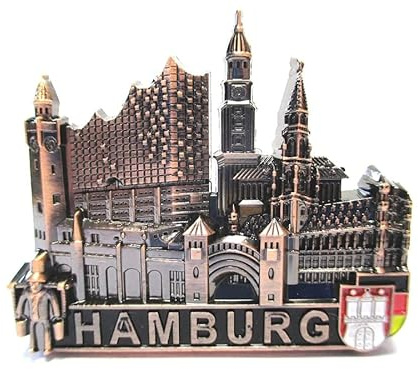 Hamburg Metall Magnet Elbphilharmonie Michel Rathaus Germany Souvenir (RBR)