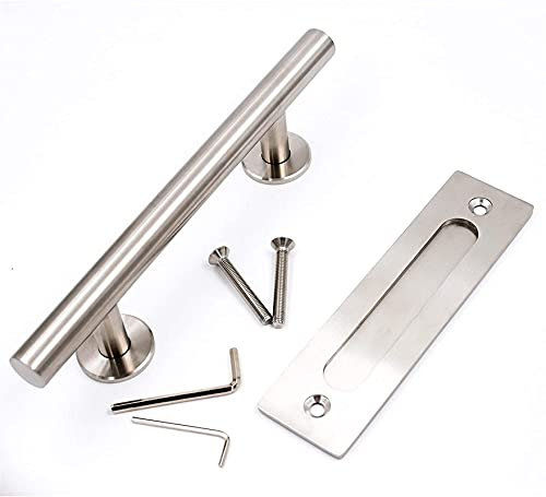 PNAAH Klopfer 12In Gleitreste Türgriff Edelstahl/Kohlenstoffstahl Flush Pull Set Zuggriff Heavy Duty Holz Innentür Hardware Türklopfer (Color : Black)