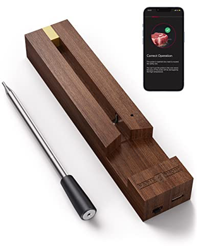 Paris Rhône Smart Fleischthermometer, 80 m, kabellos, lange Reichweite, intelligenter Alarm, IP67 wasserdicht, spülmaschinenfest, für Grill, Küche, Garten, Drehspieß