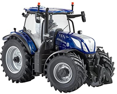 New Holland T7.300 Blue Power Tractor Replica, New Holland traktorkopia kompatibel med 1:32 skala lantbruksdjur och leksaker, lämplig för samlare och barn från 3 år