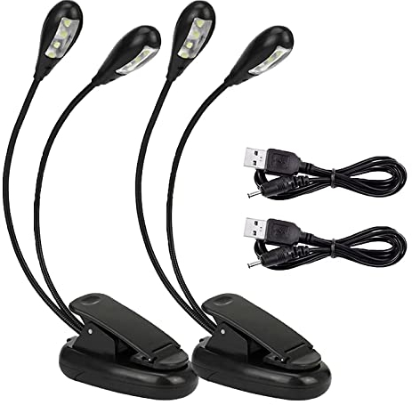 GERUI 2 Stück Notenständer LED-Licht, 8 LED-Licht mit USB-Kabel Lampe, Einstellbare Helligkeit 2 Gänge, Geeignet für Klavierständer, Schreibtisch, Notenständer