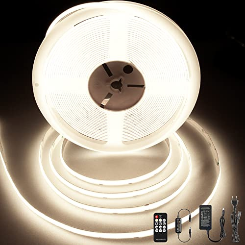 BERIXDEEP COB LED Streifen 10m Neutralweiß, 384 LEDs/m, 24V, 8mm, 4000K | Dimmbar LED Strip mit Fernbedienung für Indirekten Beleuchtung zum Wohnzimmer, Küche, Haus Dekoration, CRI 92, 90lm/w