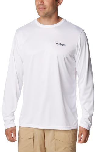 Columbia Terminal Tackle PFG Rise Manga Larga Camiseta, Blanco/Estampado Tarpon/Palmeria, XS para Hombre