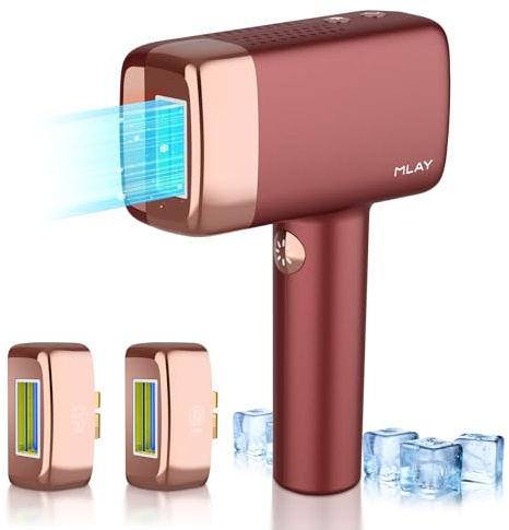 MLAY IPL Gerät Haarentfernung mit Kühlfunktion Gesicht Haarentfernungsgerät 1,5 Millionen Blitze, Max 20J, IPL Haarentfernungsgeräte mit 2 Aufsätze für Gesicht, Beine, Bikini Laser Haarentfernung