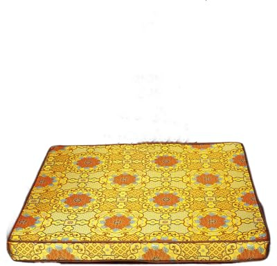 Only My Live Home Custom Size Mandarin Style Plush Chair Cushions - Oriental Vintage Cloth Seat Pads for Dining Chairs,Sofa & Armchairs with Non-Slip Base (17.7x15x1.57 inch, Yellow babao)