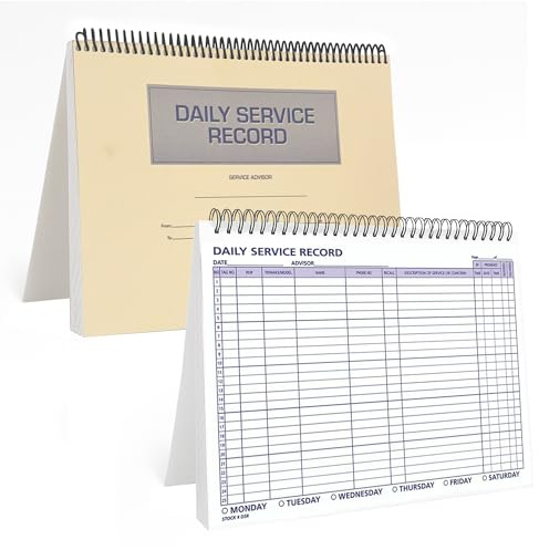 Daily Car Service Record Book – 8.5 x 11 Spiral Bound Auto Service Log – Blue Ink Durable 90# Paper – Automotive Service & Repair Tracking – Dealership Workshop Record - 100 Pages/Book (Book of 4)