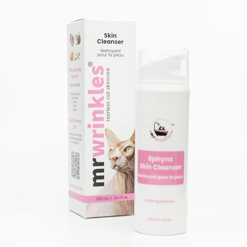 Mr Wrinkles Sphynx Cat Soothing Skin Cleanser, 100% Natural, Exclusively for Hairless Cats, Gentler Than Shampoo!