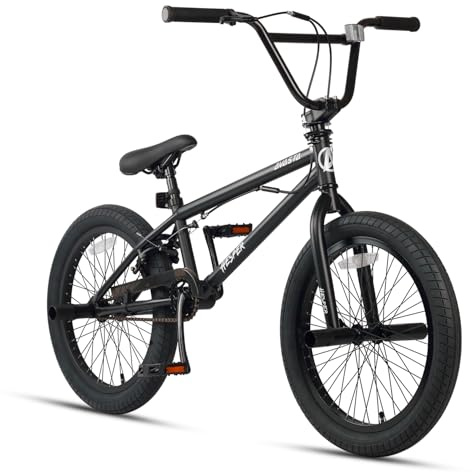 AVASTA Hesper 20 Zoll Kinderfahrrad Freestyle BMX mit 4 Pegs Fahrräder für 6 7 8 9 10 11 12 13 14 Jahre alte Jungen und Anfänger, Schwarz