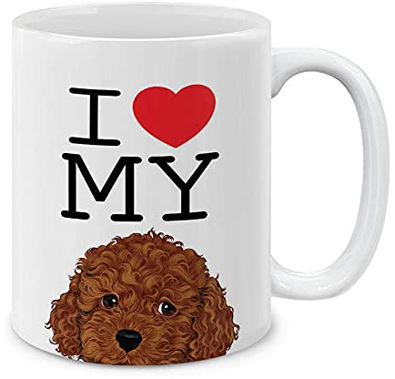 Taza Cumpleaños Amo Mi Caniche Toy Marrón Taza Cerámica Divertidas Taza Con Dibujo Idea Regalo Tazas Desayuno Originales 330Ml Para Oficina, Regalos, Adulto
