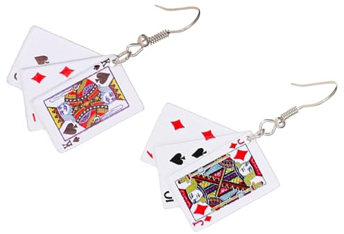 ANDRESLAD Playing Card Earrings for Women Stylish Dangle Drops Fashion Ear Jewellery Accessories for Parties Weddings Everyday 1.57X1.46 Inch