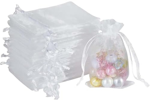SULIUDAJI Sacs Cadeaux, 50 Pièces Pochette Organza Blanc, 10 x 15 cm, Mariage, Cadeaux, Sacs Bijoux, Sacs Bonbons, Sacs Lavande