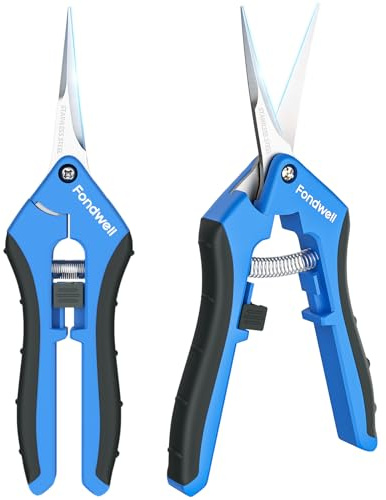 Fondwell 6.5 Pruning Shears Trimming Scissors: 2 Pack of Small Garden Snips with Micro Tip - Plant Clippers of High Cutting Efficiency