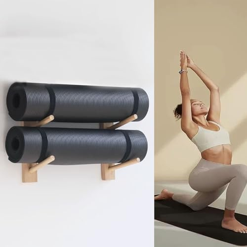 Miuxe Yoga Studio Workout Raum Yoga Matte Halter Wandhalterung, 2-9 Schicht Hölzerne Yoga-Matte Lagerung Rack Wand Montiert, Große Gym Organisation Schwimmende Regal Für Schaumstoff-Rolle