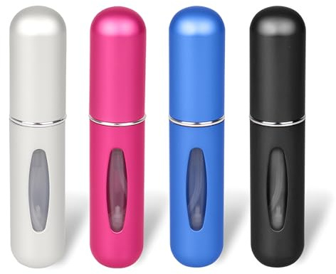FANWINKJ 4 piezas 5ml mini atomizador perfume Nebulizador de bolsillo portátil Botella de spray vacía con ventana de visualización para caminar, viajar y sobre la marcha