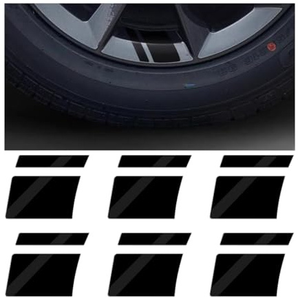 Adunsiaoto 6 Pièces Autocollant Pour Jantes Voiture, Autocollants Réfléchissants Stickers Jantes Voiture, Adhésif Autocollants Jantes Voiture Sticker, Auto Accessoires Décoratifs Universels(Noir)
