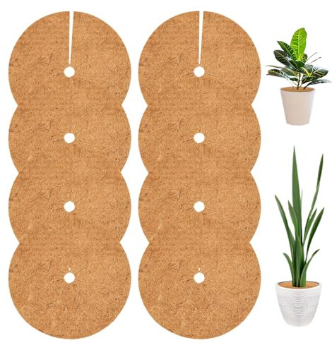 HJYDGJ Lot de 8 tapis en coco - Protection hivernale pour plantes - Protection hivernale - Rond - 30 cm - Protection hivernale pour plantes en pot - Disque de coco - Disque de paillage en coco