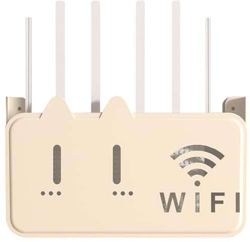 Wand WLAN-Router Aufbewahrungsbox, WiFi-Rack Regal Wandhalterung, Wandbehänge TV Kabel Verstecken Box, Dekorative Wandmontage Aufbewahrungsregal(Beige)