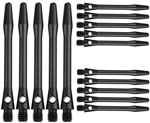 15 stycken dartstjälkar, 45 mm dartstänger, dartaxlar, aluminiumlegering, med standard 2BA gänga, för mjuka dart och ståldart (svart 48 mm)