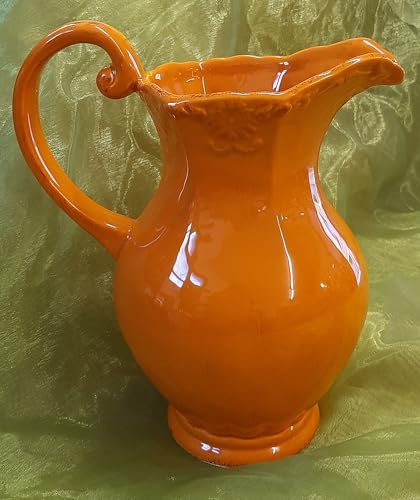 Caraffa in Ceramica, Design Classico, Arancione Brillante, 20 cm