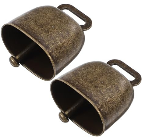 Toyvian 2 Stück Kuhglocken Mit Griff Quadratische Handglocken Aus Robustem Eisen in Bronze Laute Rufglocken Für Sportveranstaltungen Hochzeiten Und Outdoor Feiern
