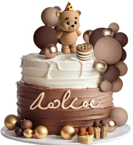 LaVenty Braun Teddybär Tortendeko Teddybär Kuchen Dekoration für Junge | Braun Teddybär Tortendeko Teddybär Kuchen Dekoration für Junge Mädchen 1 Jahr Geburtstag