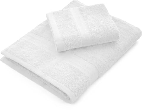 Bassetti Dream - Set Badetücher Gesicht und Bidet Paar Badetücher mit Gästehandtuch 430 g/m² | 60x110 cm + 40x60 cm | (Weiß)