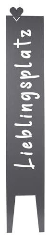 UNUS® Gartendeko Gartenschild Lieblingsplatz, Gartenstecker Metallschild | Anthrazit, 115x19,5 cm