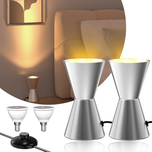 BrightWish Uplighting Spotlight Uplights Indoor Floor Can Light with Foot Switch 3000K LED E14 Bulbs Floor Spot Lights Indoor Plant Uplighters Home Accent Lighting for Picture Artwork (2 Pack)