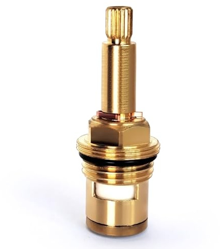 Brass Ceramic Stem Disc Cartridge Faucet Valve Replacement Quarter Turn G1/2 X 70mm x 10mm Spline Length, 20 Teeth, Faucet Cartridges (Blue)