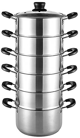GLJTUO Steamer Pot Soup Pot Multi-Layer Thickened Small Cage Steamed Rice Pot Induction Cooker Gas Stove Stainless Steel Steamer Cookware Pot,20cm
