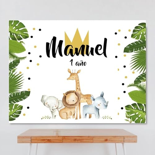 Cartel Personalizado Selva 2, 100x80 cm, Pancarta Cumpleaños, Decoracion Selva 2