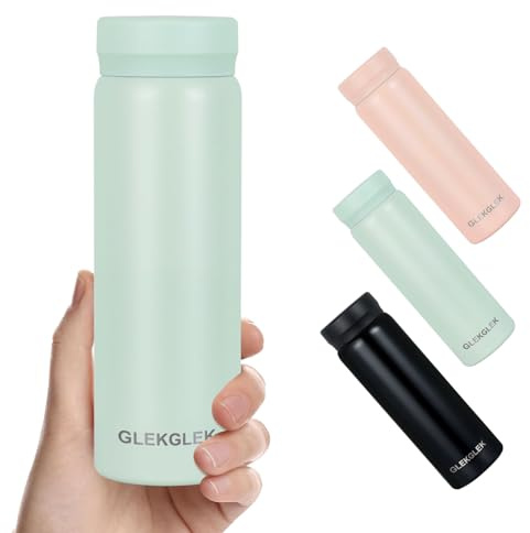 GLEKGLEK 280ml Small Water Bottle Portable, Double Wall Vacuum Mini Coffee Flask, for Travel, Office, School, Outdoor (Mint)