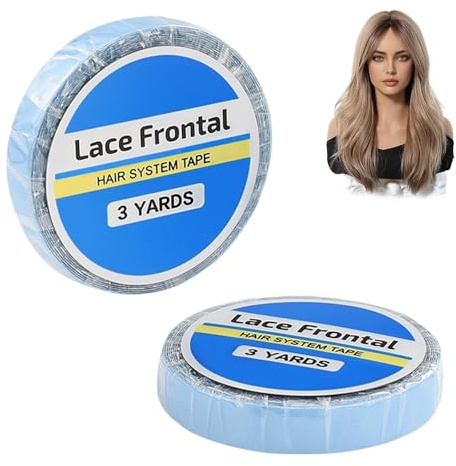 Eldvinur 2 Roll Hair Extension Tape, Lace Front Wig Support Tape, Wig Blue Tape Double Sided for Hair Extensions Salon, Men and Women (0.8cm*3yard)