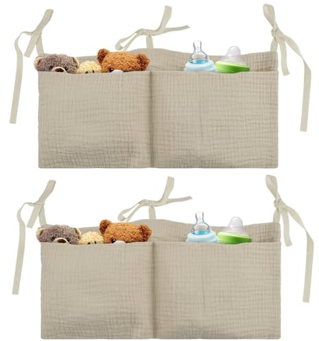 Flintronic Organizador Cuna, Bolso Colgante para Cama de Bebé, Colgar Bolsas de Almacenamiento Baby Cuna, Organizador de Pañales para Bebé, Organizador Colgante para Pañales, Para Ropa Juguetes
