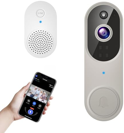 LumoYuzu 1080p Wireless Doorbell Camera for Home Security, Battery Powered, Live View, Cloud Storage, AI Human Detection, Night Vision, Two Way Audio, Indoor Outdoor Surveillance, 2.4G Wi-Fi only