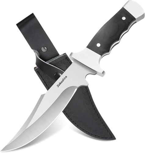 sukudon Camping Messer,Outdoor Messer Survival Bushcraft Messer，Jagdmesser Survival Knife Outdoor-Messer für Camping Feststehende Klinge Jagdmesser mit Scheide，Geeignet für Outdoor, Abenteuer