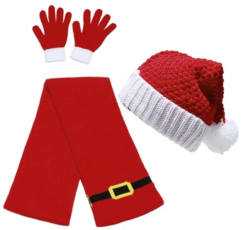 Conjunto De Guantes Y Bufanda Navideña para Invierno Gorro Tejido Papá Noel Invierno Ciclismo Escalada Esquí Conjunto Guantes Mujeres Niños Hombres Y Adolescentes
