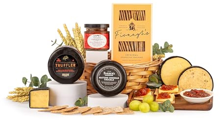 Decadent Cheese Hamper – Luxury Artisan Food Hamper with Truffle Cheese, Black Cheddar and Sourdough Crackers - Perfect Gourmet Gift for Any Occasion