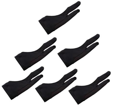 CONGARTENO 6Pcs Two Finger Sketching Gloves for Digital Tablets Anti-Touch Elastic Artist Gloves for Left and Right Hand Use for Smooth Painting