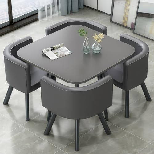 AMZSEW Essgruppe 5-Teilig Esszimmergruppe Tisch mit 4 Essstühlen Esstisch Modern Küchentisch Esszimmerstühle MDF-Platten für Essgruppen Küche Wohnzimmer,Balkon, Restaurant,Büro
